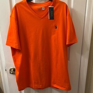 Polo by Ralph Lauren Men's Orange V-Neck Shirt
